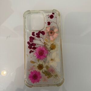 Apple Clear Case with Pink and White Floral Design